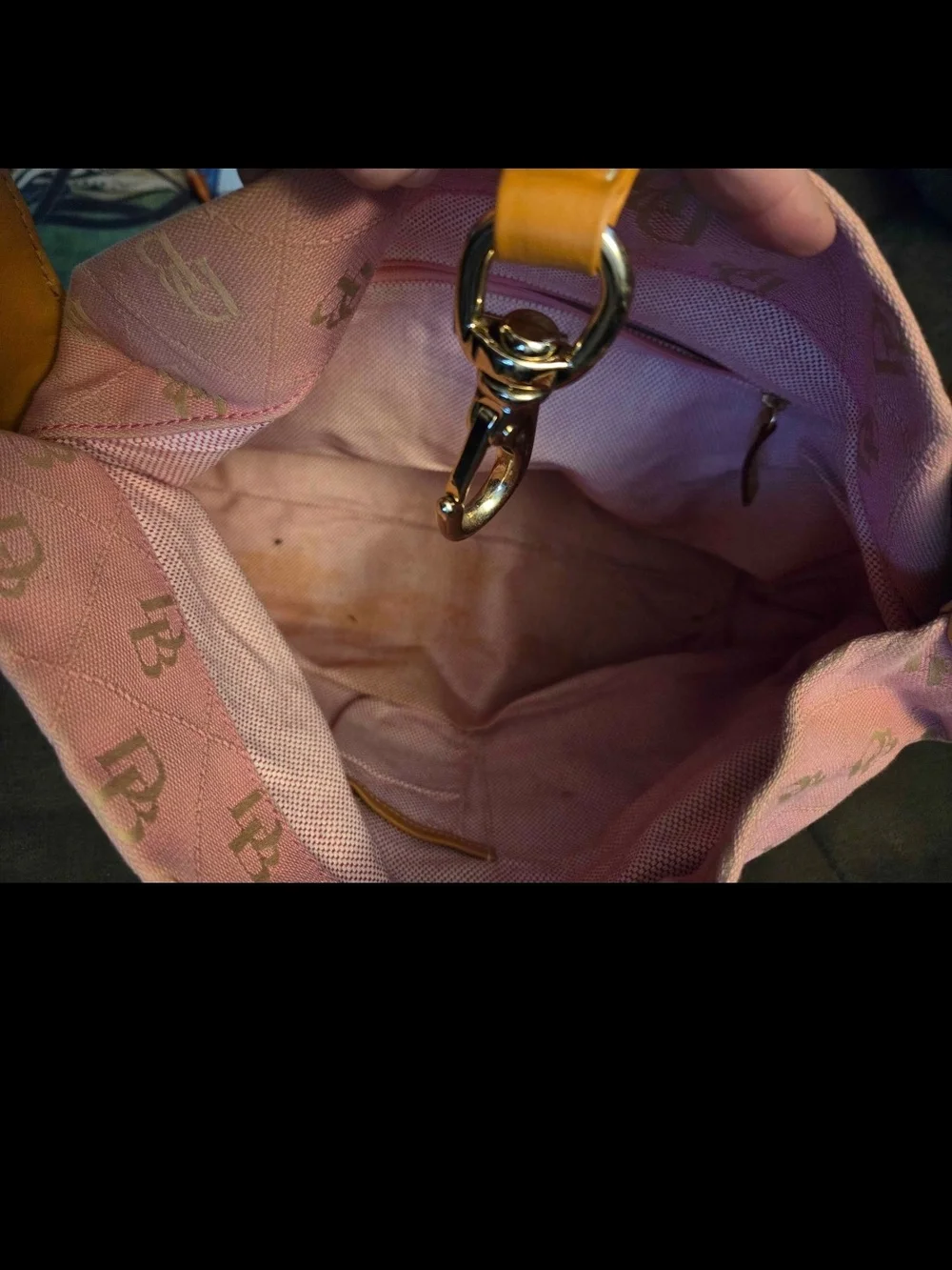 Dooney & Bourke Pink Shoulder Bag with Tan Leather Trim